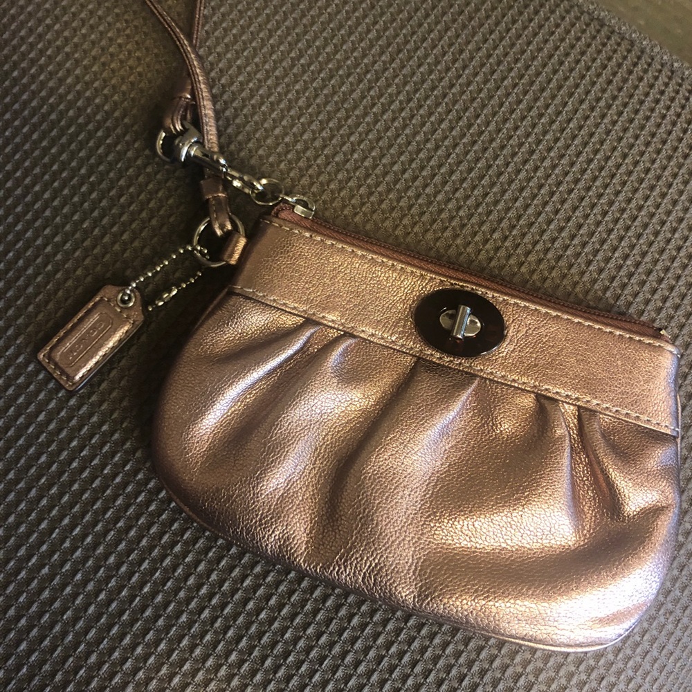Coach metallic wristlet
